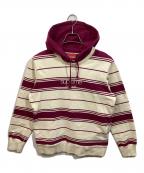 SUPREMEシュプリーム）の古着「Striped Hooded Crewneck」｜ホワイト×ピンク