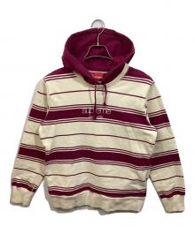 SUPREME（シュプリーム）の古着「Striped Hooded Crewneck」｜ホワイト×ピンク