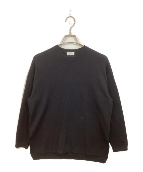 eN ROUTE（アンルート）EN ROUTE (アンルート) ウールミラノリブロングスリットクルーネックセーター ブラック サイズ:	SIZE 1の古着・服飾アイテム