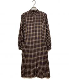 KUMIKYOKU（クミキョク）の古着「シアーツイルチェック ワンピース」｜ブラウン
