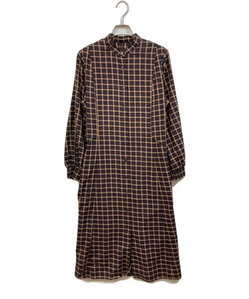 KUMIKYOKU（クミキョク）KUMIKYOKU (クミキョク) シアーツイルチェック ワンピース ブラウン サイズ:	SIZE 2の古着・服飾アイテム