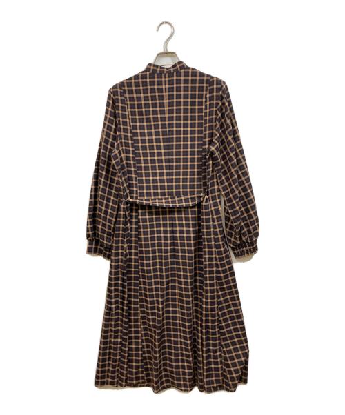 KUMIKYOKU（クミキョク）KUMIKYOKU (クミキョク) シアーツイルチェック ワンピース ブラウン サイズ:	SIZE 2の古着・服飾アイテム