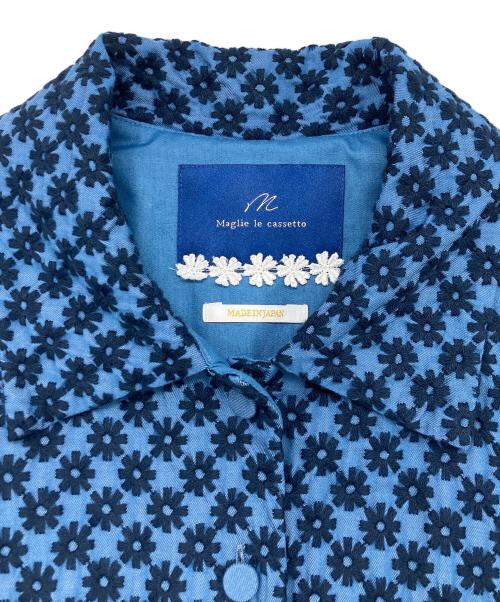 Maglie le cassetto（マーリエ ル カセット）Maglie le cassetto (マーリエ ル カセット) フラワー刺繍デニムワンピース ブルー サイズ:SIZE 11の古着・服飾アイテム