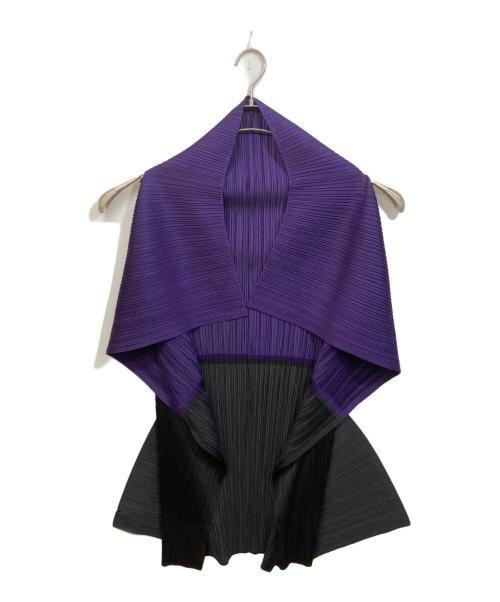 PLEATS PLEASE（プリーツプリーズ）PLEATS PLEASE (プリーツプリーズ) 変形プリーツロングカーディガン ブラック サイズ:SIZE Freeの古着・服飾アイテム