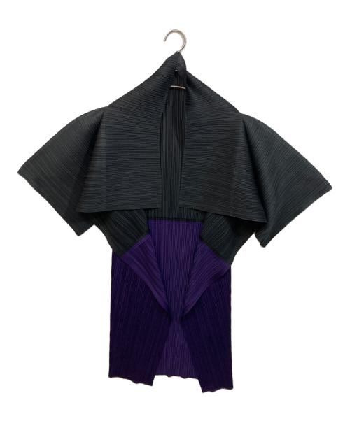 PLEATS PLEASE（プリーツプリーズ）PLEATS PLEASE (プリーツプリーズ) 変形プリーツロングカーディガン ブラック サイズ:SIZE Freeの古着・服飾アイテム