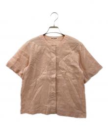 ISSEY MIYAKE（イッセイミヤケ）の古着「コットンリネンエンブロイダリーシャツ」｜ピンク