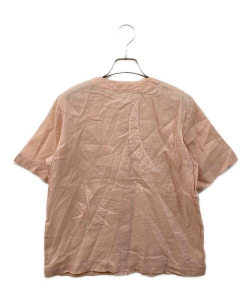ISSEY MIYAKE（イッセイミヤケ）ISSEY MIYAKE (イッセイミヤケ) コットンリネンエンブロイダリーシャツ ピンク サイズ:SIZE 9の古着・服飾アイテム