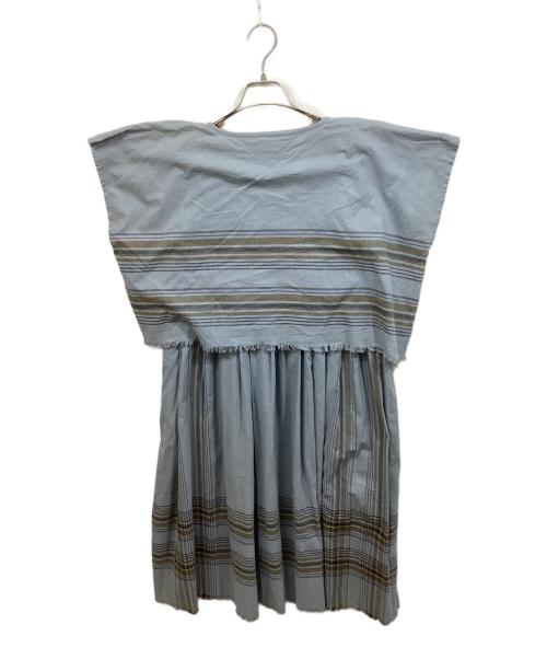 ISSEY MIYAKE（イッセイミヤケ）ISSEY MIYAKE (イッセイミヤケ) デザインワンピース スカイブルー サイズ:実寸をご確認くださいの古着・服飾アイテム