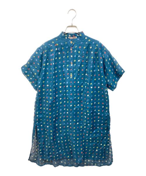 ISSEY MIYAKE（イッセイミヤケ）ISSEY MIYAKE (イッセイミヤケ) ドット柄リネンワンピース ネイビー サイズ:SIZE 9の古着・服飾アイテム