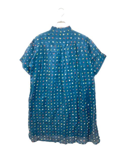 ISSEY MIYAKE（イッセイミヤケ）ISSEY MIYAKE (イッセイミヤケ) ドット柄リネンワンピース ネイビー サイズ:SIZE 9の古着・服飾アイテム
