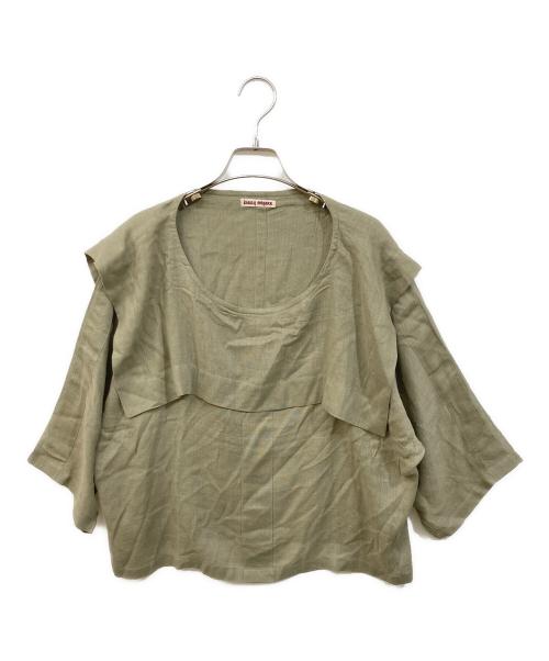 ISSEY MIYAKE（イッセイミヤケ）ISSEY MIYAKE (イッセイミヤケ) セーラーカラーリネンブラウス カーキ サイズ:9の古着・服飾アイテム