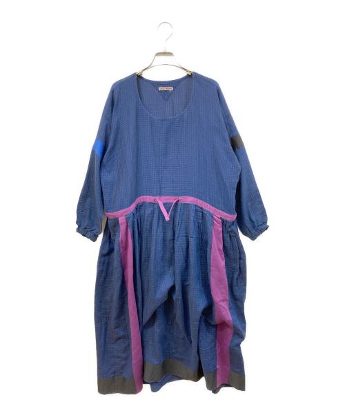 ISSEY MIYAKE（イッセイミヤケ）ISSEY MIYAKE (イッセイミヤケ) チェックワンピース ネイビー サイズ:サイズ表記なしの古着・服飾アイテム