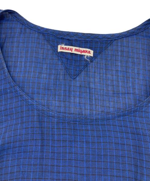 ISSEY MIYAKE（イッセイミヤケ）ISSEY MIYAKE (イッセイミヤケ) チェックワンピース ネイビー サイズ:サイズ表記なしの古着・服飾アイテム