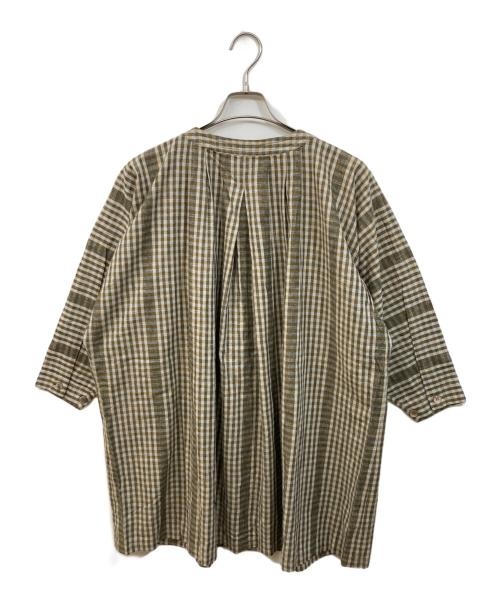 ISSEY SPORT（イッセイスポーツ）ISSEY SPORT (イッセイスポーツ) リネン混バンドカラーシャツブラウス ベージュ サイズ:9の古着・服飾アイテム