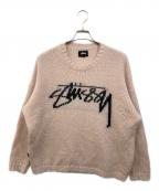 stussyステューシー）の古着「クルーネックニット」｜ライトピンク