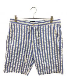 DAPPER'S（ダッパーズ）の古着「ストライプハーフパンツ」｜スカイブルー