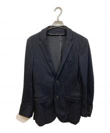 BURBERRY BLACK LABEL（バーバリーブラックレーベル）の古着「ウールストライプテーラードジャケット」｜ブラック