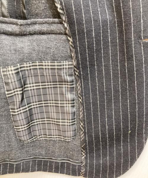 BURBERRY BLACK LABEL（バーバリーブラックレーベル）BURBERRY BLACK LABEL (バーバリーブラックレーベル) ウールストライプテーラードジャケット ブラック サイズ:	SIZE Mの古着・服飾アイテム