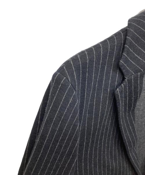 BURBERRY BLACK LABEL（バーバリーブラックレーベル）BURBERRY BLACK LABEL (バーバリーブラックレーベル) ウールストライプテーラードジャケット ブラック サイズ:	SIZE Mの古着・服飾アイテム