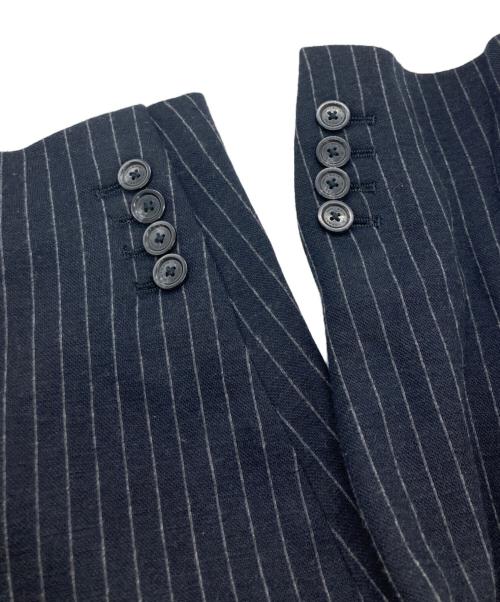BURBERRY BLACK LABEL（バーバリーブラックレーベル）BURBERRY BLACK LABEL (バーバリーブラックレーベル) ウールストライプテーラードジャケット ブラック サイズ:	SIZE Mの古着・服飾アイテム