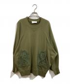 Mame Kurogouchiマメクロゴウチ）の古着「Cording Embroidered Oversized Sweatshirt」｜カーキ