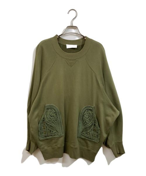 Mame Kurogouchi（マメクロゴウチ）mame kurogouchi (マメクロゴウチ) Cording Embroidered Oversized Sweatshirt カーキ サイズ:	SIZE 3の古着・服飾アイテム