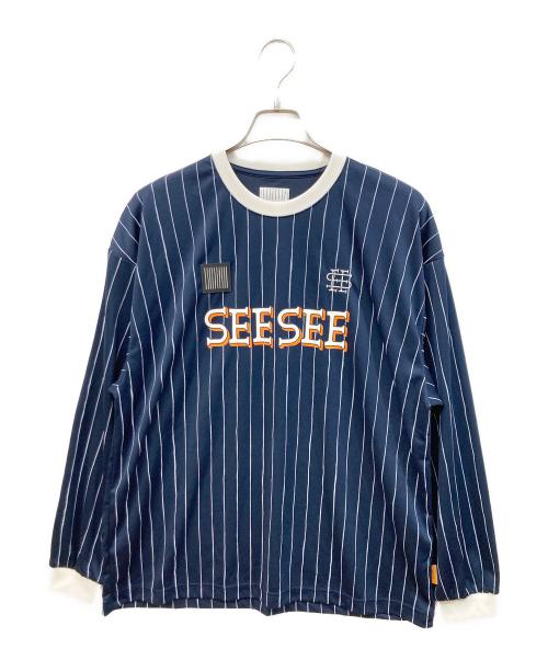 SEESEE（シーシー）SEESEE (シーシー) S.F.C (エスエフシー) GAME LS STRIPE TEE ネイビー サイズ:XLの古着・服飾アイテム