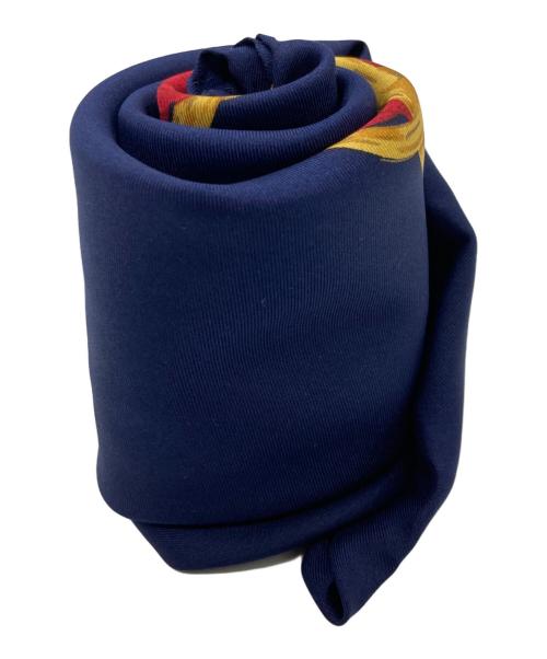 CHANEL（シャネル）CHANEL (シャネル) チェーン柄シルクスカーフ ネイビーの古着・服飾アイテム