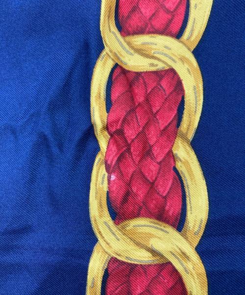 CHANEL（シャネル）CHANEL (シャネル) チェーン柄シルクスカーフ ネイビーの古着・服飾アイテム