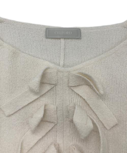 CELFORD（セルフォード）CELFORD (セルフォード) フロントリボンニットチュニック アイボリー サイズ:	SIZE Freeの古着・服飾アイテム