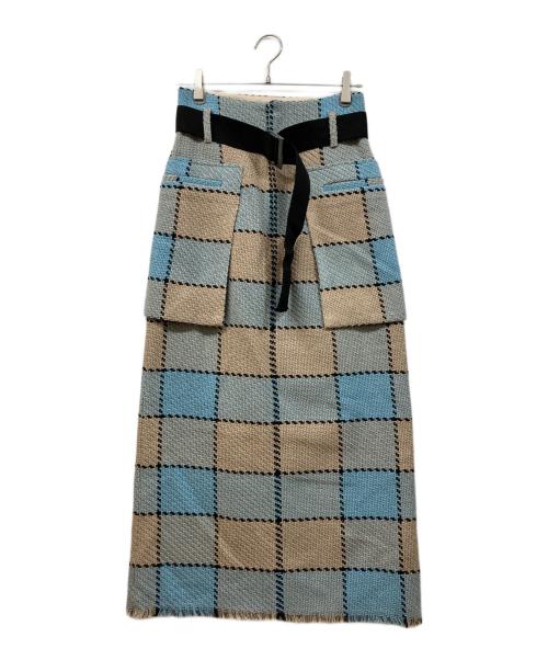 Adam et Rope（アダム エ ロペ）Adam et Rope (アダム エ ロペ) チェックタイトスカート スカイブルー サイズ:38の古着・服飾アイテム