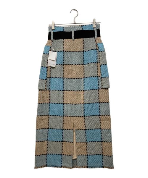 Adam et Rope（アダム エ ロペ）Adam et Rope (アダム エ ロペ) チェックタイトスカート スカイブルー サイズ:38の古着・服飾アイテム