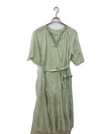 ne quittez pas（ヌキテパ）の古着「コットンボイルティアードワンピース」｜黄緑