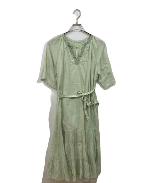 ne quittez pas（ヌキテパ）ne quittez pas (ヌキテパ) コットンボイルティアードワンピース 黄緑 サイズ:	SIZE Mの古着・服飾アイテム