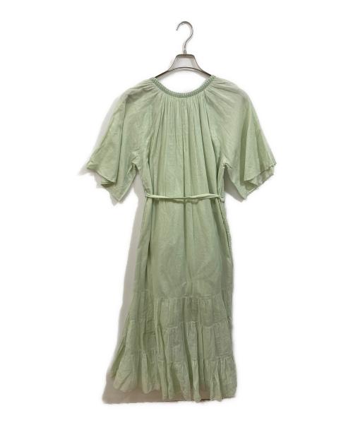 ne quittez pas（ヌキテパ）ne quittez pas (ヌキテパ) コットンボイルティアードワンピース 黄緑 サイズ:	SIZE Mの古着・服飾アイテム