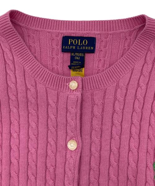 POLO RALPH LAUREN（ポロ・ラルフローレン）POLO RALPH LAUREN (ポロ・ラルフローレン) コットンニットカーディガン ピンク サイズ:SIZE XLの古着・服飾アイテム