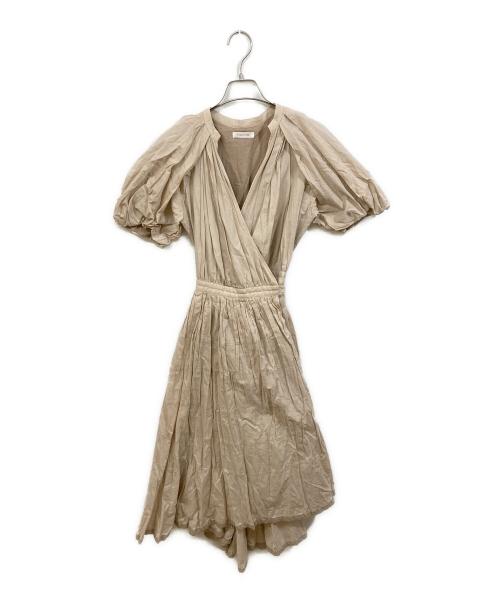 CASA FLINE（カーサフライン）CASA FLINE (カーサフライン) リネンイレヘム半袖ワンピース ベージュ サイズ:Freeの古着・服飾アイテム