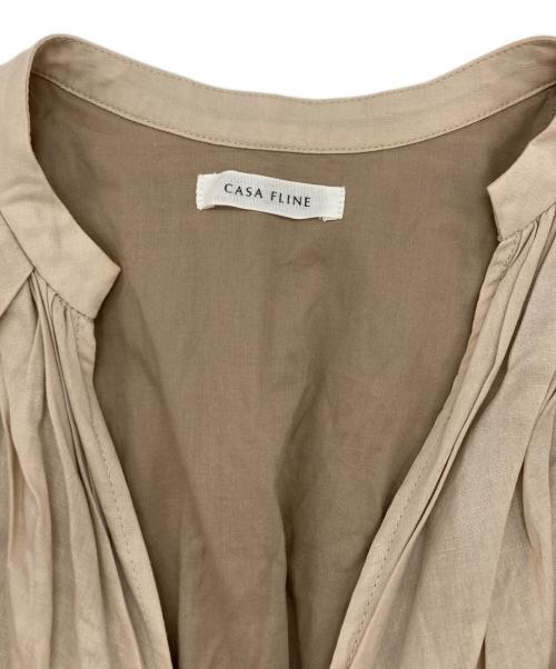 CASA FLINE（カーサフライン）CASA FLINE (カーサフライン) リネンイレヘム半袖ワンピース ベージュ サイズ:Freeの古着・服飾アイテム