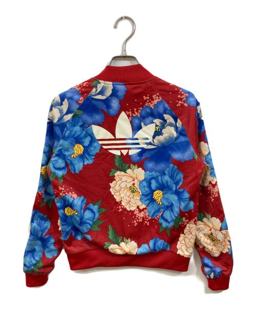 adidas Originals（アディダスオリジナル）adidas originals (アディダスオリジナル) フラワープリント トラックジャケット ジャージ ブルゾン レッド サイズ:	SIZE Sの古着・服飾アイテム