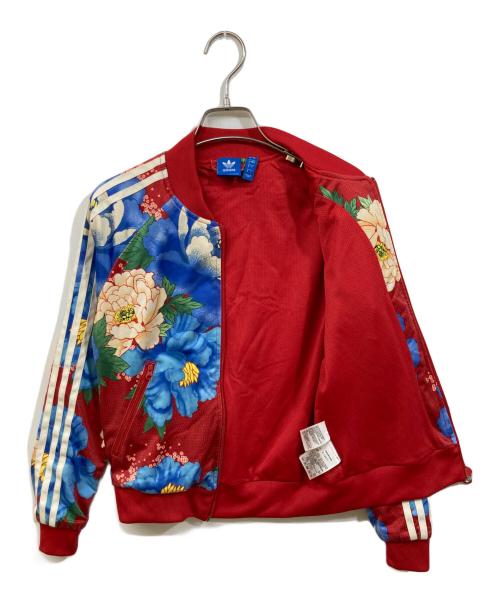 adidas Originals（アディダスオリジナル）adidas originals (アディダスオリジナル) フラワープリント トラックジャケット ジャージ ブルゾン レッド サイズ:	SIZE Sの古着・服飾アイテム