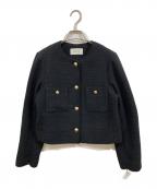 FRAY IDフレイ アイディー）の古着「ツィードクルーネックジャケット」｜ブラック