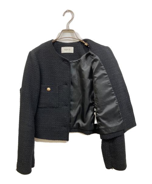 FRAY ID（フレイ アイディー）FRAY ID (フレイ アイディー) ツィードクルーネックジャケット ブラック サイズ:	SIZE 1の古着・服飾アイテム