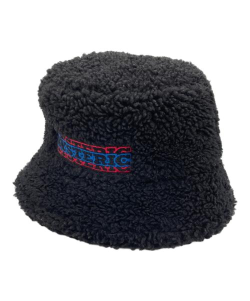 Hysteric Glamour（ヒステリックグラマー）Hysteric Glamour (ヒステリックグラマー) ロゴ刺繍 ボアバケットハット ブラックの古着・服飾アイテム