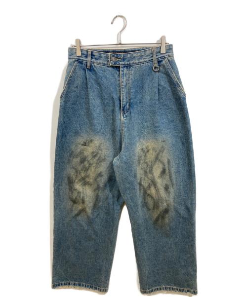 masonprince（メゾンプリンス）MASONPRINCE (メゾンプリンス) ペイント加工デニムパンツ インディゴ サイズ:	SIZE 2の古着・服飾アイテム