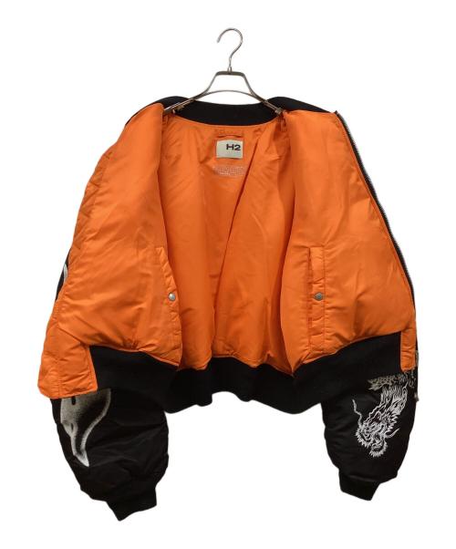 H&M（エイチアンドエム）H&M (エイチアンドエム) H2 (エイチツー) リバーシブルフライトジャケット ブラック サイズ:XLの古着・服飾アイテム