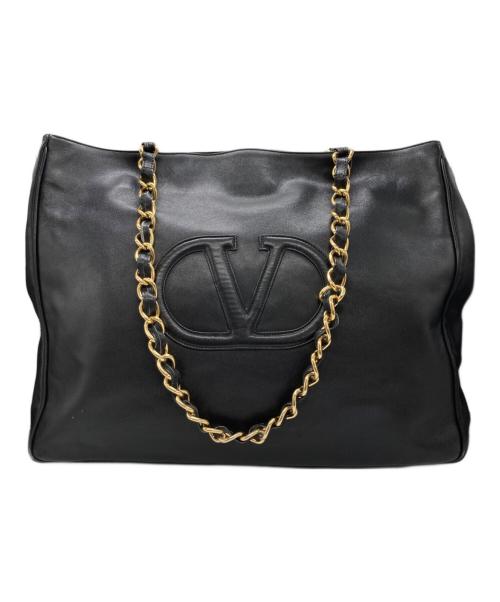 VALENTINO（ヴァレンティノ）VALENTINO (ヴァレンティノ) ロゴ型押しチェーンショルダーバッグ ブラックの古着・服飾アイテム