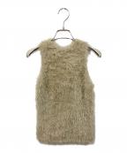 anuansアニュアンス）の古着「ファーライクノースリーブニットトップス」｜ブラウン