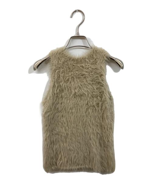 anuans（アニュアンス）anuans (アニュアンス) ファーライクノースリーブニットトップス ブラウン サイズ:Freeの古着・服飾アイテム