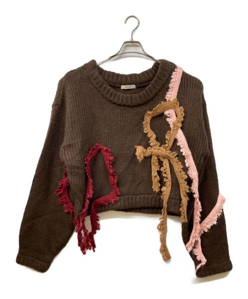 Andequal（アンドコール）Andequal (アンドコール) asymmetry fringe knit ブラウン サイズ:Fの古着・服飾アイテム