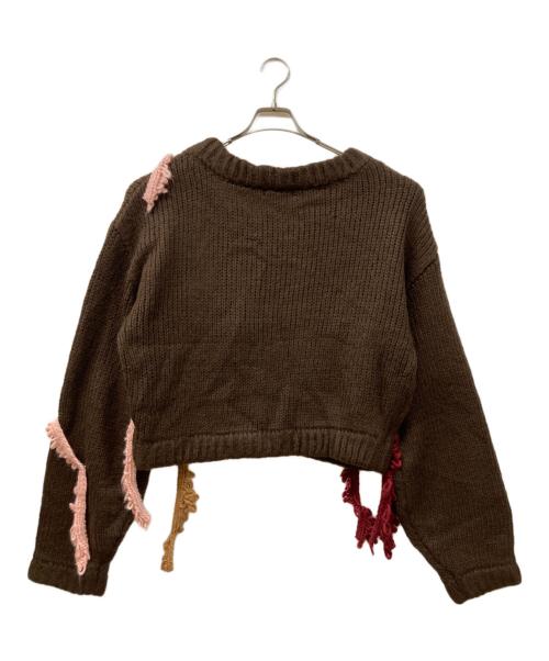 Andequal（アンドコール）Andequal (アンドコール) asymmetry fringe knit ブラウン サイズ:Fの古着・服飾アイテム